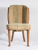 Early 20th Century walnut Biedermeier chair, the angled back with three pads above a stuff over seat