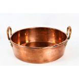 Large 19th/20th century copper preserve pan with A&N CSL stamped to the base, with a pair of