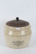 Doulton Lambeth & Co stoneware improved bread pan with a pierced tin lid, 34cm high