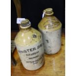 Two Stoneware advertising bottles, 'Minister Bros., Botanical Brewers, Ipswich 1932, 28cm tall