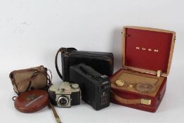 Cine Kodak model 2 with case together with a Kodak Brownie Cresta 3 camera with case, Bush