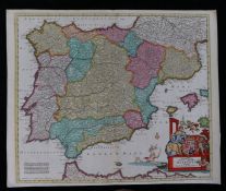 Spain, Justus Danckerts (1635-1701) Accuratis sima Totius Regini Hispania Tabula Per Iustinum