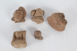 Five pieces of Indian terracotta figures, AF