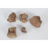 Five pieces of Indian terracotta figures, AF