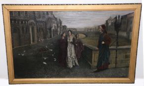 W.J. Sexton (20th century School), Dante & Beatrice after Henry Holiday, signed and dated 1945, oil