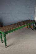 Large and unusual 20th century table, with a rectangular top with chamfered corners above turned and