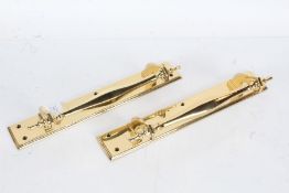 Impressive pair of large brass shop or double door pulls, early 20th century, 33cm (2)