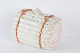 Large Asparagus tureen and cover modeled as a bundle of asparagus held together by twine, 25cm