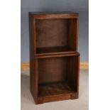 20th century oak open bookcase with two sections, 120cm high 61cm wide