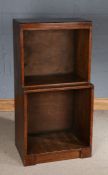 20th century oak open bookcase with two sections, 120cm high 61cm wide
