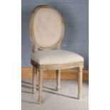 French style shabby-chic side chair, with oval button back upholstery