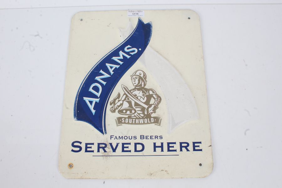 ‘Adnams Southwold Famous Beers Sold Here’ aluminium pub sign, 27cm x 34cm - Image 2 of 2