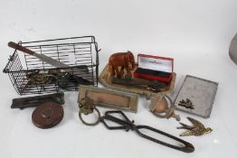 Collection of various metalware, letter boxes, door knocker and sundries (1 box)