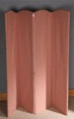 20th century five fold screen, upholstered in pink fabric, 169cm high