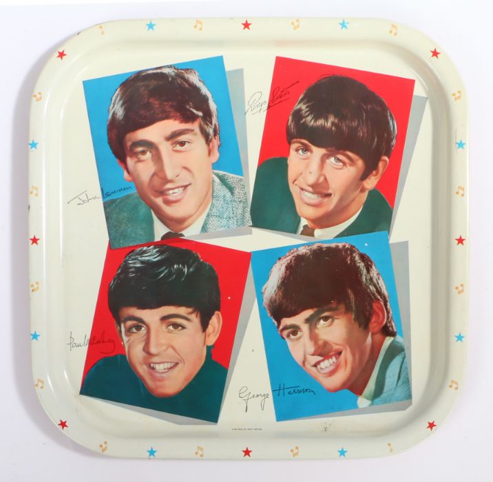 1964 Beatles Worcester Ware metal tray, 33.5 x 33.5cm.