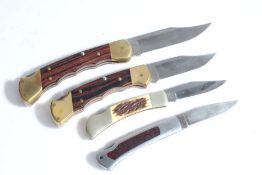 Buck 110 folding knife, blade 9.5 cm, together with a Buck 112 folding knife, blade 7.5 cm, a