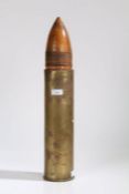 90mm NR 5499 A1 shell case and wooden projectile, base of case dated 2.4.81, inert