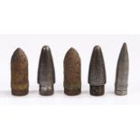 Selection of 37mm and 20mm projectiles, (5)