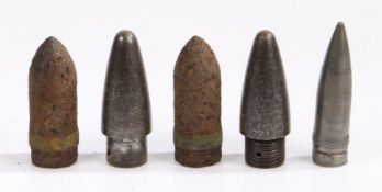 Selection of 37mm and 20mm projectiles, (5)