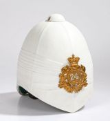 Reproduction British Foreign Service helmet with helmet plate to the  24th Regiment of Foot, liner