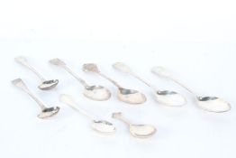 Silver, various dates and makers, to include four teaspoons, caddy spoon, coffee spoon, two