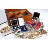 A collection of costume jewellery to include cuff-links, necklaces etc (Qty) housed within a