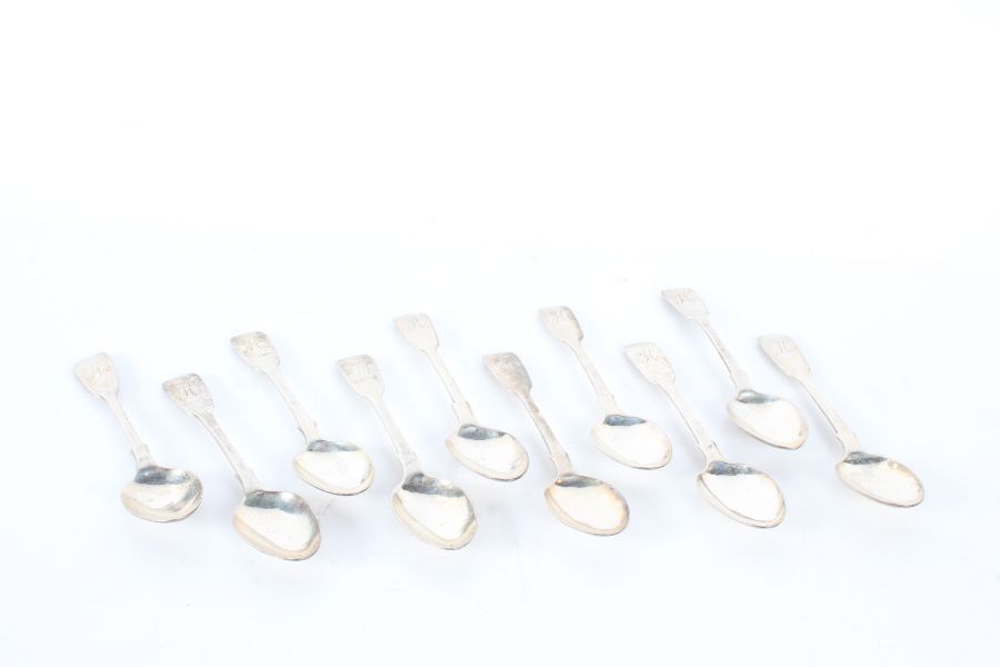Matched set of ten Victorian silver teaspoons, Four London 1862, six London 1871, all maker Henry