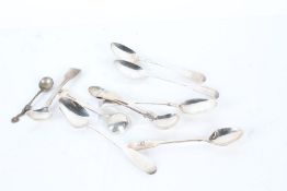 George III silver teaspoons and condiment spoons, to include Scottish and Irish examples, 3.8oz (