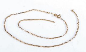 9 carat gold necklace formed from elongated oval links, 2.8g (necklace broken)