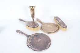 Silver, Various dates and makers, to include hand mirror, spill vase with loaded foot, 830 silver