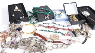 A collection of costume jewellery to include wristwatches, necklaces bracelets etc (Qty)