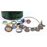 A collection of various jewellery to include mostly rings some silver two pendants, charm bracelet