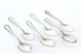 Six George V silver coffee spoons, Sheffield 1932, maker Emile Viner, with beaded handles, 2.5oz