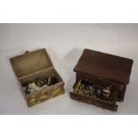 Collection of costume jewellery housed in wooden and a dome topped box (2 boxes)