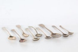 George III and later silver teaspoons and condiment spoons, various dates and makers, 3.2oz (9)