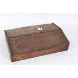 20th century oak artists box with two compartments, with gadrooned edges, beading and a carrying