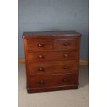 Victorian mahogany chest of two short and four long drawers, the drawers with turned wooden handles,