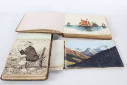 Three Early 20th Century sketch/autograph albums, the three albums dated 1901, 1915 and 1916,