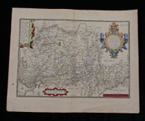 Abraham Ortelius, coloured engraved map "WESTPHALIAE TOTIUS, FINI TIMARVMQVE REGIONUM ACCVRATA