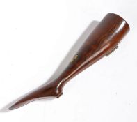 Victorian figured rosewood and gilt brass ladies folding boot jack, with integral folding boot