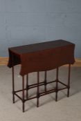 19th century mahogany spider leg drop leaf table, approx. 78cm square when open
