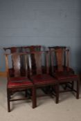 Set of six George III style mahogany dining chairs, with red upholstered drop in seats (6)