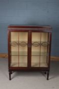 Early 20th century mahogany display cabinet, the pair of astragal glazed doors enclosing glass