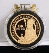 Elizabeth II Platinum Jubilee 24 carat gold proof coin Double Sovereign, Tristan Da Cunha,