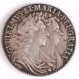 William & Mary Silver Halfcrown, 1689, Spink 3434, NVF/GVF