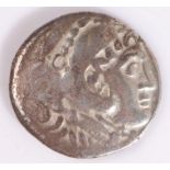 Ancient Greek silver Tetradrachm, from unknown mint in South Asia Minor of 200 BC, obverse bust of