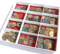 An interesting collection of coins, to include clipped examples, Jettons, gaming tokens, etc, (qty)