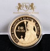 Queen Elizabeth II £25 Gold Proof coin, 2022,  Tristan Da Cunha, for the Queen Elizabeth Jubilee, in