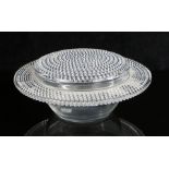 Rene Lalique Nippon pattern glass dish and cover, with radiating bands of dots, inscribed to base,