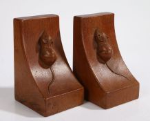 Workshop of Robert "Mouseman" Thompson of Kilburn (1876-1955), pair of oak bookends each carved with